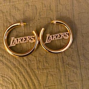 For the sports fan! LA Lakers cubic zirconia hoop earrings! Hypo Allergenic.,